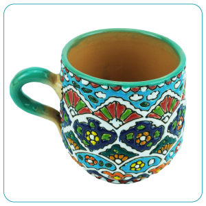 embossed glazed pottery mug I6